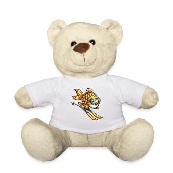 Goldfish Skier Funny - Teddy Bear - white - Front