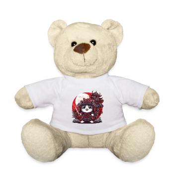 Profitez de l’image du chat samouraï et du monstre - Nounours - blanc - Devant