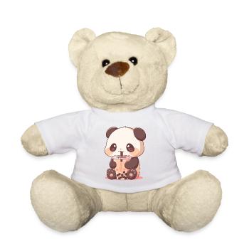 Kawaii Panda boit Boba Bubble Tea Chibi - Nounours - blanc - Devant