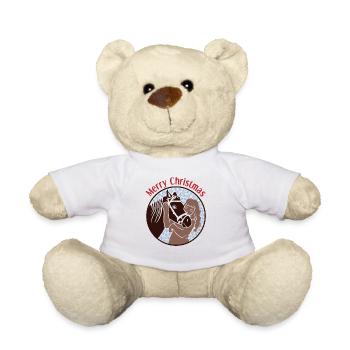 Mädchen Umarmt Pferd Weihnachtszauber Geschenk - Teddy - Weiß - Vorne
