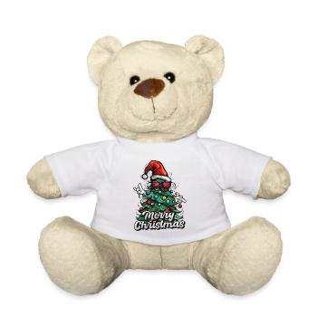 Joyeux Noël – Sapin de Noël avec lunettes de soleil - Nounours - blanc - Devant