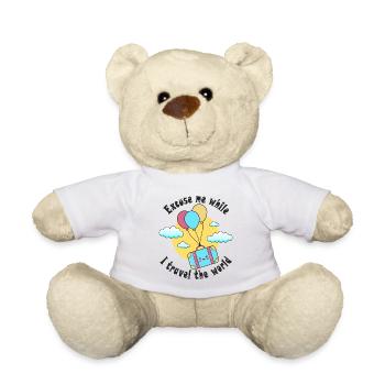 Excuse me while I travel the world - Teddy Bear - white - Front