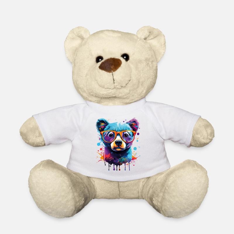 Bär Farbenfroh - Braunbär Teddybär - Grizzly - Teddy - Weiß