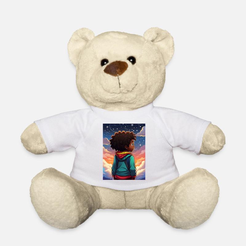 Night Sky Adventure Kids Design - Teddy Bear - white