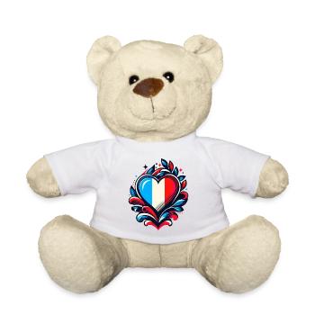 Heart French Flag - Teddy Bear - white - Front
