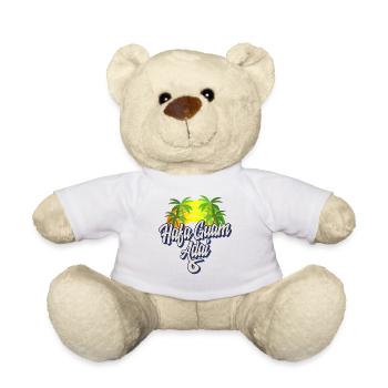 Guam Hemd, Hafa Guam Adai Regenbogen Kokospalmen - Teddy - Weiß - Vorne