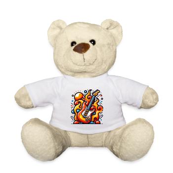 E-Gitarre mit Flammen - Teddy - Weiß - Vorne