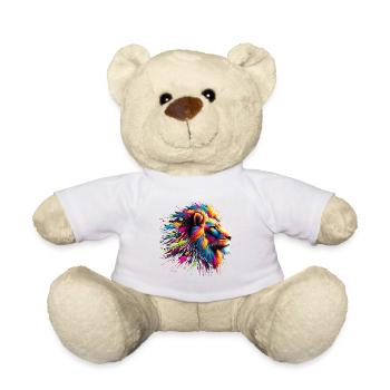 Lion Animal Print Art Animal Lover Multi Colored Lion - Teddy Bear - white - Front