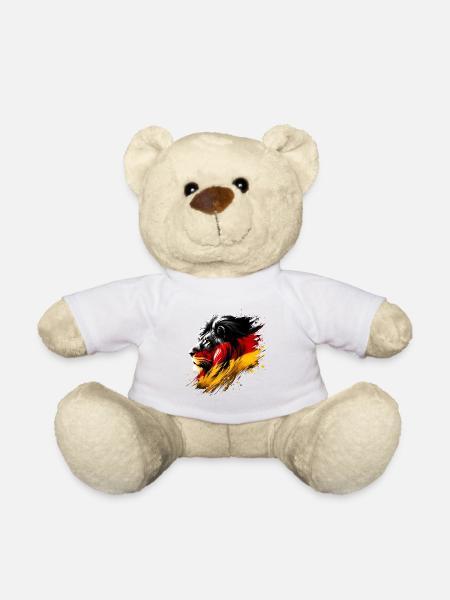 Löwe mit deutscher Flagge Geschenk Löwenliebhaber - Teddy - Weiß