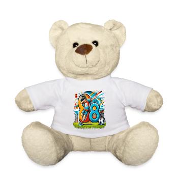 8 Jahre Alter Junge Fußball Geburtstag Idee - Teddy - Weiß - Vorne