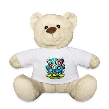 Idée d'anniversaire de football pour un garçon de 8 ans - Nounours - blanc - Devant