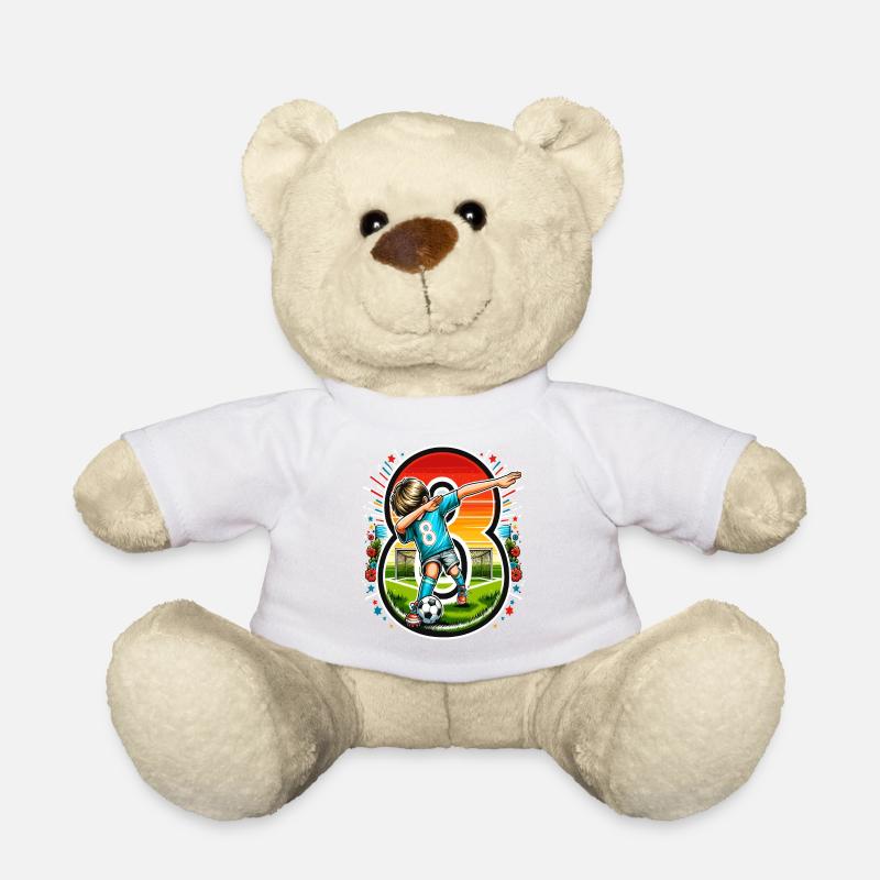 8 Jahre Alter Junge Fußball Geburtstag Idee - Teddy - Weiß