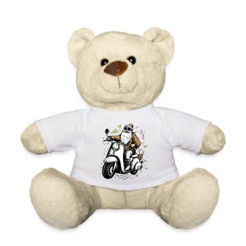 Père Noël sur son scooter - Nounours - blanc - Devant