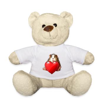 Red Heart Love Funny Guinea Pig - Teddy Bear - white - Front
