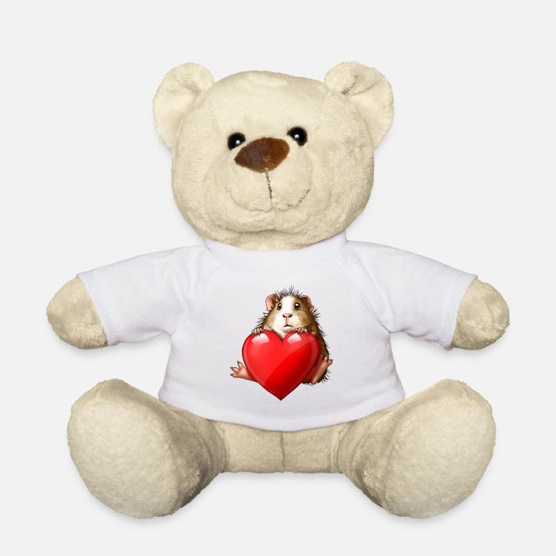 Coeur Rouge Amour Drôle Cochon D’Inde - Nounours - blanc