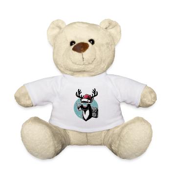 Retro Christmas Reindeer Santa Hat - Teddy Bear - white - Front