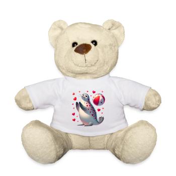 T-shirt amusant à la plage pour la Saint-Valentin, sceau d'amour - Nounours - blanc - Devant