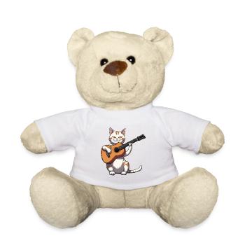 Chat jouant de la guitare chaton Propriétaire de chat - Nounours - blanc - Devant