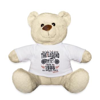 1986 Vintage Man Myth Legend Motorcycle - Teddy Bear - white - Front