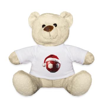 Soccer Christmas Santa Hat Ball - Teddy Bear - white - Front