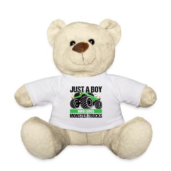 Boys Monster Truck Passion Gift - Teddy Bear - white - Front