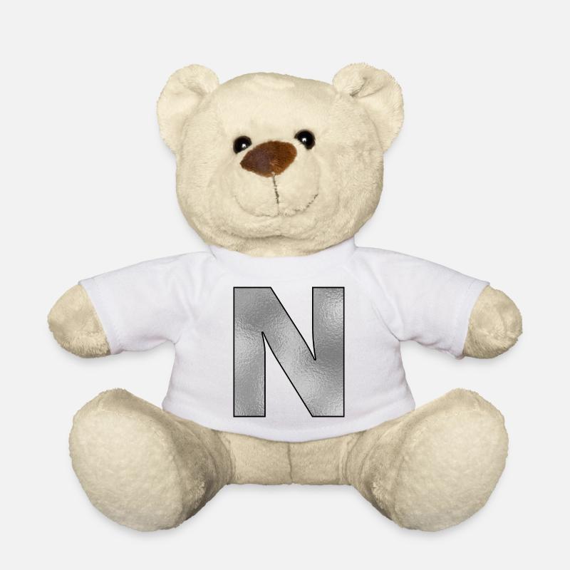 Buchstabe N Silber - Teddy - Weiß