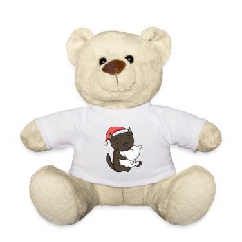 Cat Cute Havana Cat Tired Christmas - Teddy Bear - white - Front