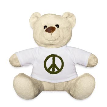 PEACE - Peacesymbol - Friedenszeichen Peacezeichen - Teddy - Weiß - Vorne