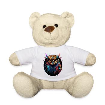 Hibou éclaboussures oiseau multicolore - Nounours - blanc - Devant