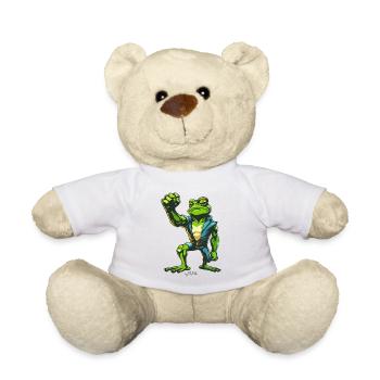 Fist in the Air: Powerful Muscle Frog - Teddy Bear - white - Front