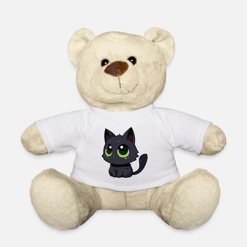 Chat noir qui vous observe, qui s’ébroue - Nounours - blanc