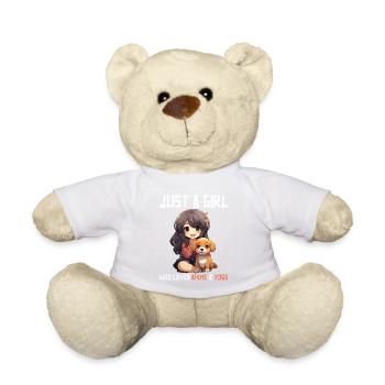 Kawaii Girl Anime Manga Fille et Chien - Nounours - blanc - Devant
