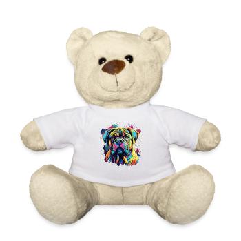 Watercolor Colorful Bullmastiff - Teddy Bear - white - Front