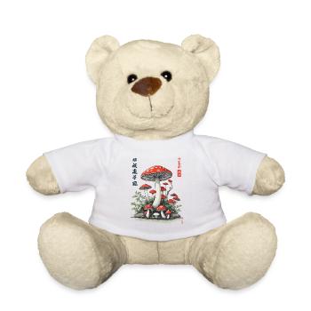 Japanese Mushroom Aesthetic Ukiyo-E Nature Design - Teddy Bear - white - Front