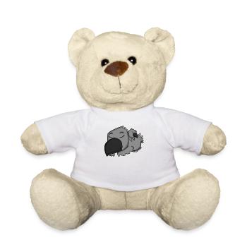 Famille Crow - Corbeau avec bébé - Nounours - blanc - Devant