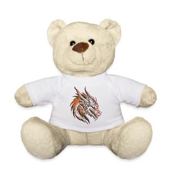 Fantasy Drache Anime Drachenkopf Mythisches Reptil - Teddy - Weiß - Vorne