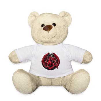 Mystery Legendary Red Fire Dragon Mythical 3D Epic - Teddy Bear - white - Front