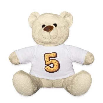Geburtstagskeks für Fünfjährige, Kinder Geburtstag - Teddy - Weiß - Vorne
