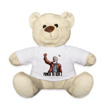 Le poing en l’air, la protestation des baby-boomers : le pouvoir pour la génération Z - Nounours - blanc - Devant