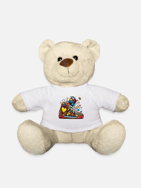 Cartoon Graffiti Liebes Sneakers - Teddy - Weiß