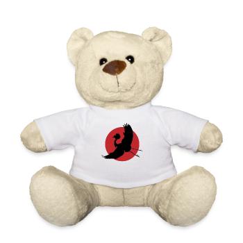 Flying Crane Silhouette Art - Teddy Bear - white - Front