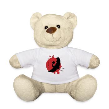 Kranich Dynamik & Schriftzeichen Kunst - Teddy - Weiß - Vorne