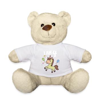 J'ai 4 ans chevaux cheval 4ème anniversaire - Nounours - blanc - Devant