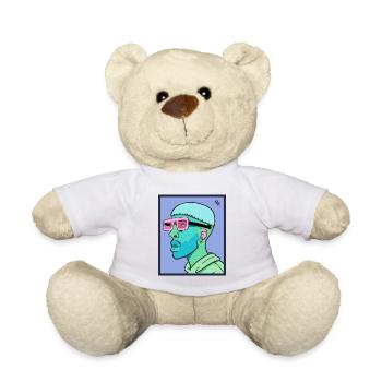Seltsame Haare, Geek Gesicht und Brille: Ein Nerd - Teddy - Weiß - Vorne