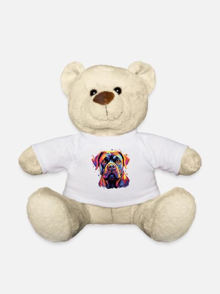 Aquarelle colorée Cane Corso - Nounours - blanc
