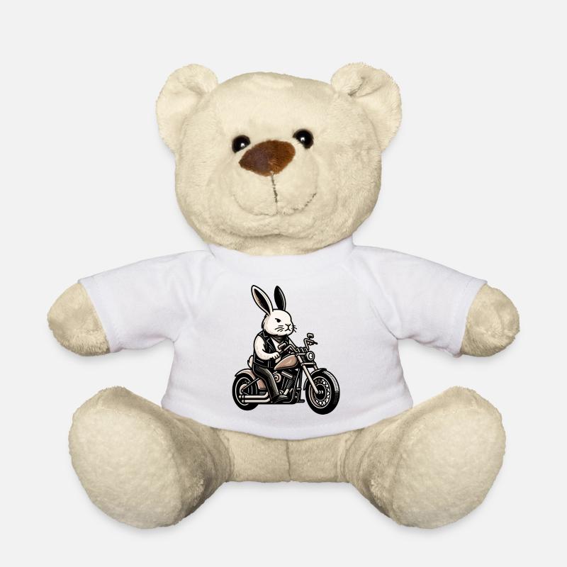 Biker Hase - Teddy - Weiß