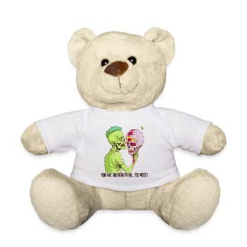 Zombie hält Totenkopf-Gehirn - Teddy - Weiß - Vorne
