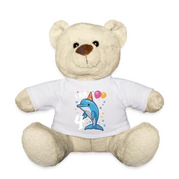 J'ai 4 ans, dauphins, 4ème anniversaire - Nounours - blanc - Devant