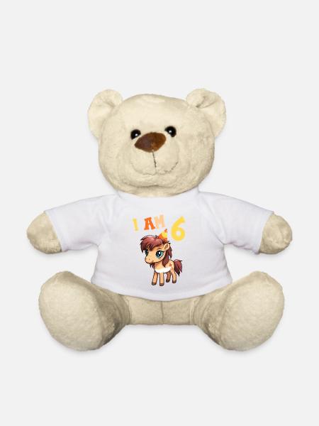 Ich bin 6 Jahre alt Pferde Pferd 6. Geburtstag - Teddy - Weiß