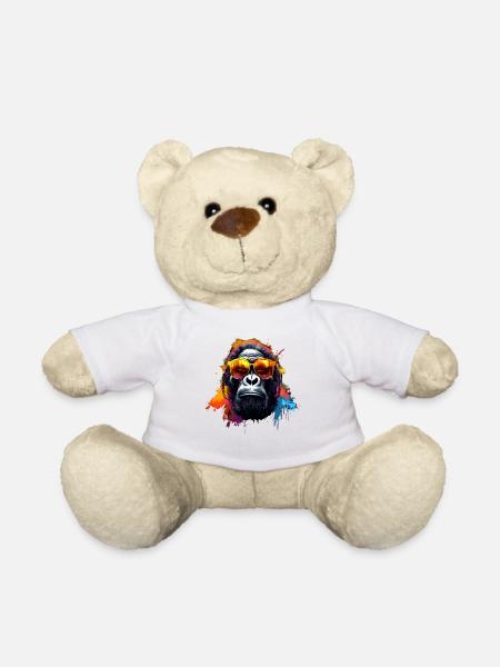 DJ Affe Kopfhörer Sonnenbrille Musik Party Affen - Teddy - Weiß